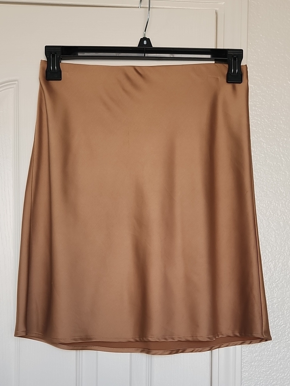Caramel Brown Satin Short Skirt Size S